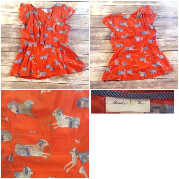 Anthropologie Tops - Anthropologie Meadow Rue Sheep Print Fitted Blouse